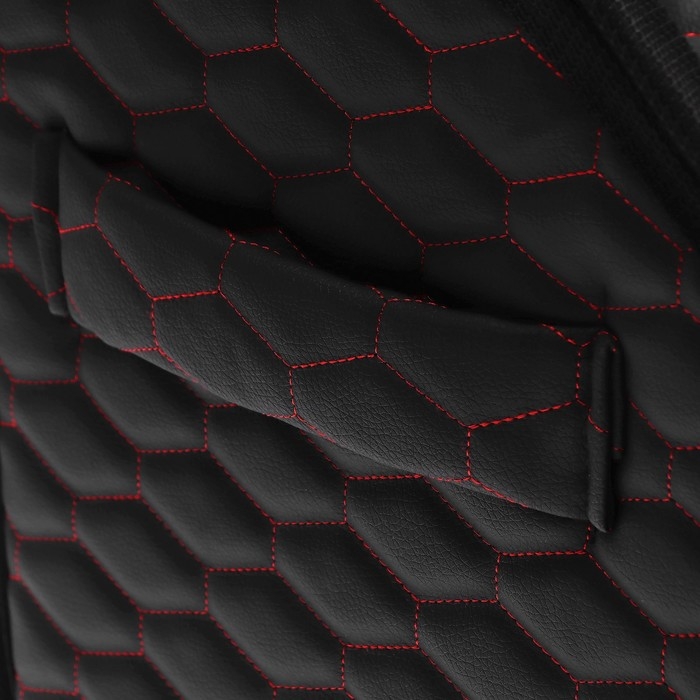 Органайзер кофр в багажник автомобиля LION, экокожа, соты, 50×30×30 см, черно-красный Органайзер кофр в багажник автомобиля LION, экокожа, соты, 50×30×30 см, черно-красный