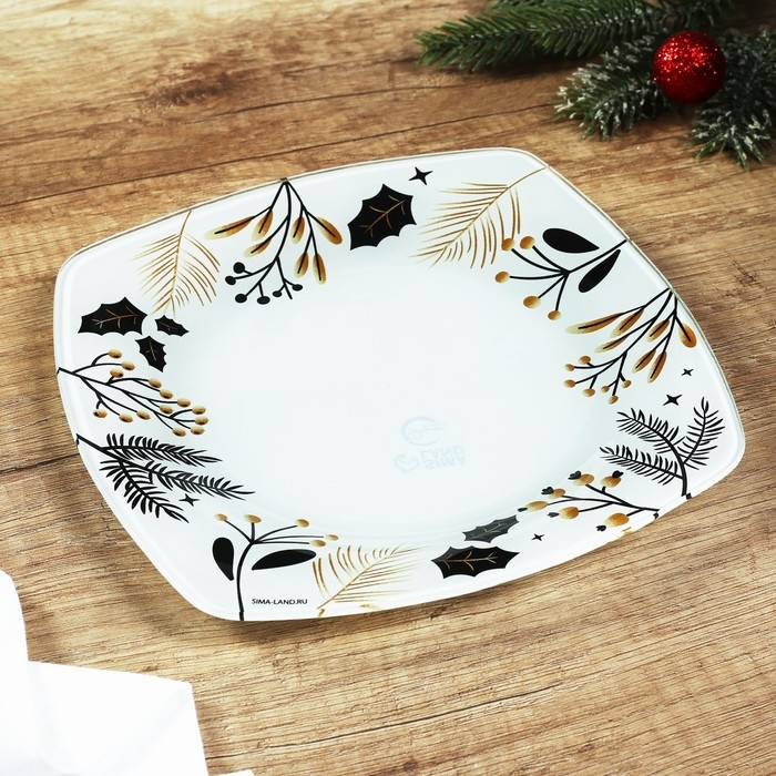 Новый год. Тарелка стеклянная «Время чудес», 20 см Новый год. Тарелка стеклянная «Время чудес», 20 см