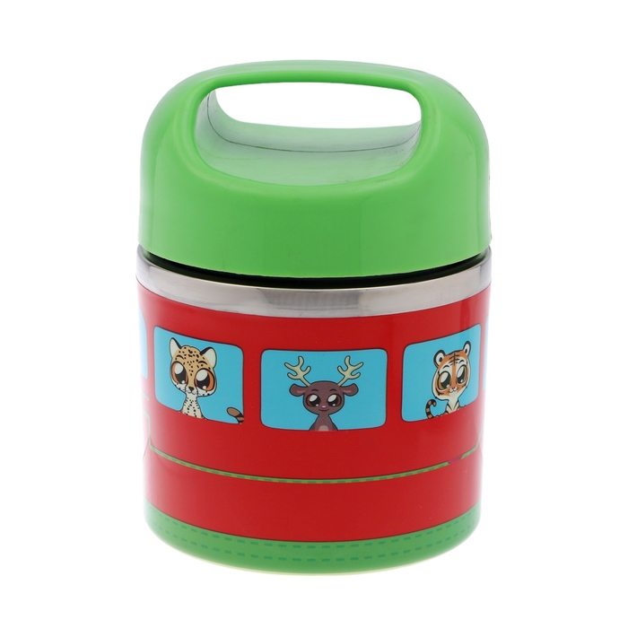 Ланч-бокс Ланч-бокс "В мире зверей", 630 мл, сохраняет тепло 3 ч, 11 х 15 см, зеленый