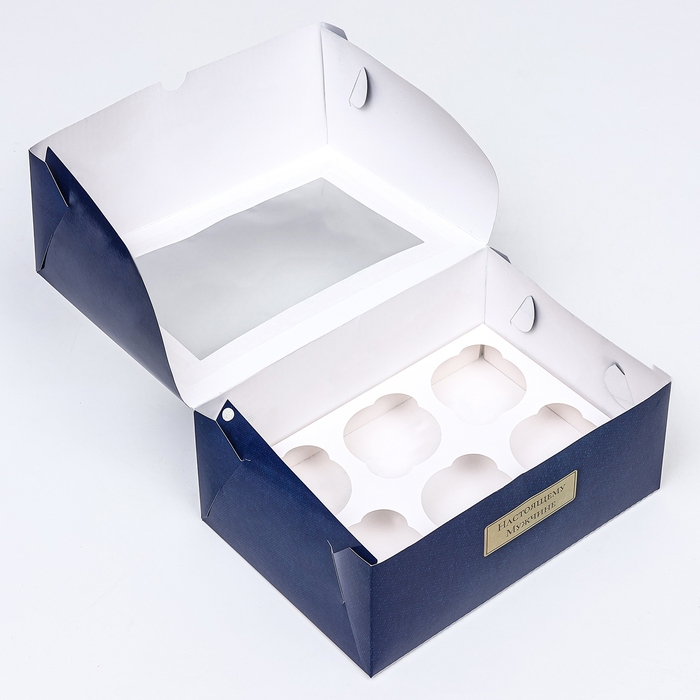 Коробка для 6 капкейков с окном ,  Коробка для 6 капкейков с окном , "длястоящему мужчине", 25 х 17 х 10 см