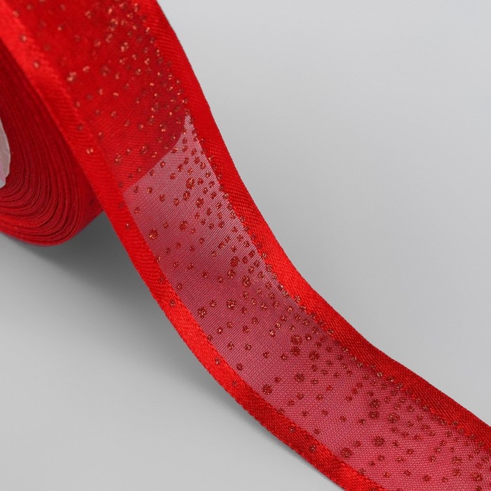 Лента капроновая «Блёстки», 25 мм × 18 ± 1 м, цвет красный Лента капроновая «Блёстки», 25 мм × 18 ± 1 м, цвет красный