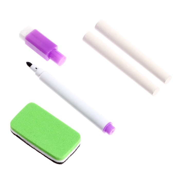 Доска для рисования двухсторонняя картонная, маркер + мел + губка, цвета МИКС Доска для рисования двухсторонняя картонная, маркер + мел + губка, цвета МИКС