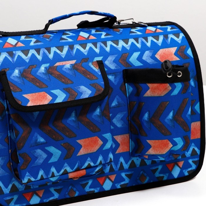 Сумка - переноскара для животных, каркасная с карманами, 40 х 25 х 26 см, синяя Сумка - переноскара для животных, каркасная с карманами, 40 х 25 х 26 см, синяя