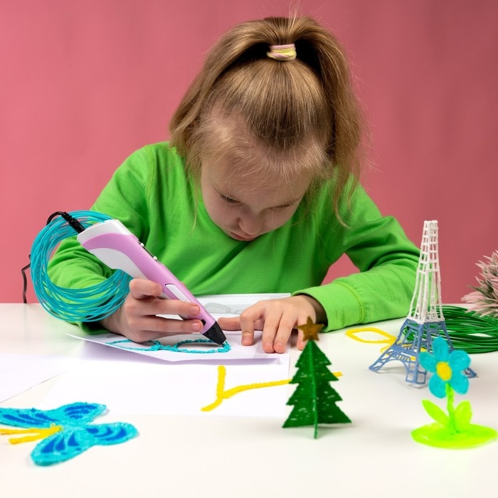 3D ручка Luazon, дисплей, работа с пластиком ABS и PLA, пластик в комплекте, розовая 3D ручка Luazon, дисплей, работа с пластиком ABS и PLA, пластик в комплекте, розовая