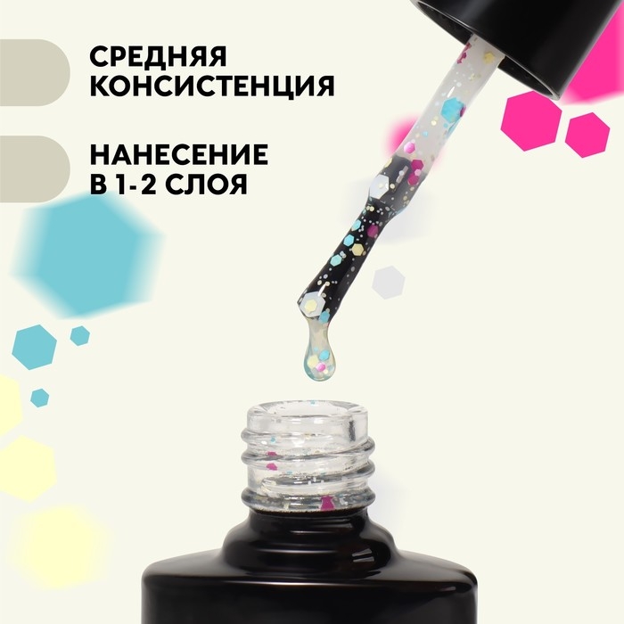 Гель лак для ногтей, &laquo;MILK GLITTER&raquo;, 3-х фазный, 8мл, LED/UV, цвет прозрачный (03)