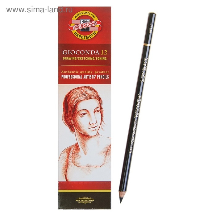 Карандаш художественный чернографитный 4.2 мм, Koh-I-Noor GIOCONDA SILKY 8815 soft, чёрный, L=175 мм Карандаш художественный чернографитный 4.2 мм, Koh-I-Noor GIOCONDA SILKY 8815 soft, чёрный, L=175 мм