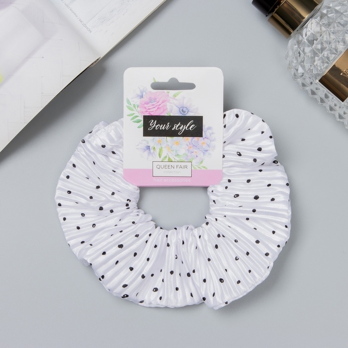 Резинка для волос Резинка для волос "Орбита" жатка крапинки, 12 см, белый