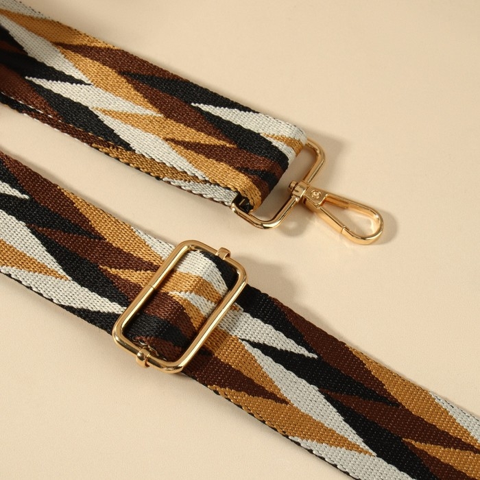 Ручка для сумки «Орнамент косичка», стропа, с карабинами, 139 ± 3 × 3,8 см, цвет бежевый/белый/чёрный Ручка для сумки «Орнамент косичка», стропа, с карабинами, 139 ± 3 × 3,8 см, цвет бежевый/белый/чёрный