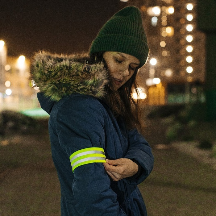 Светоотражающая лента-резинка, 50 мм, 10 ± 1 м, цвет салатовый Светоотражающая лента-резинка, 50 мм, 10 ± 1 м, цвет салатовый