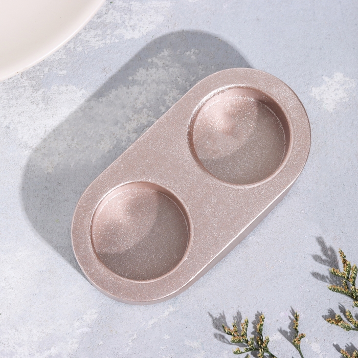 Подсвечник Подсвечник "Мрамор" из гипса для двух свечей овальный, 12х6х3см, шампань