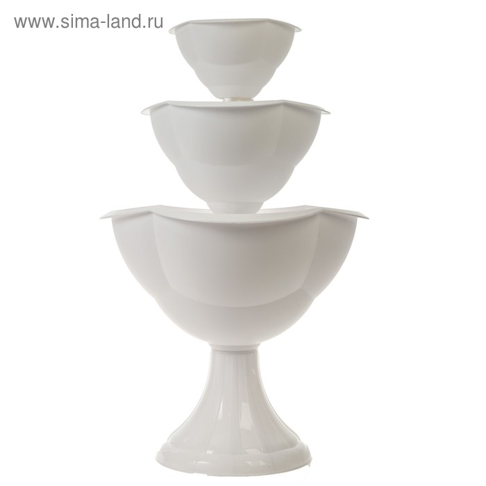 Клумба пластиковая, 3 яруса, d = 27–40–55 см, h = 90 см, белая, «Водопад» Клумба пластиковая, 3 яруса, d = 27–40–55 см, h = 90 см, белая, «Водопад»