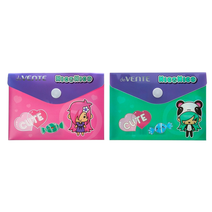 Папка-конверт на кнопке А7, с тиснением фольгой, 105х74 мм, 180мкм, deVENTE Nico, в стиле Папка-конверт на кнопке А7, с тиснением фольгой, 105х74 мм, 180мкм, deVENTE Nico, в стиле "Куроми" МИКС