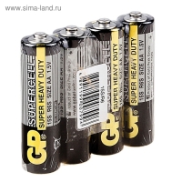 Батарейка солевая GP Supercell Super Heavy Duty, AA, R6-4S, 1.5В, спайка, 4 шт.