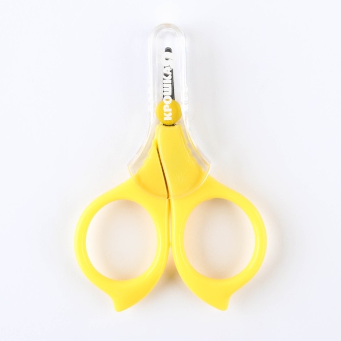 Детские маникюрные ножницы, с защитным колпачком, ВИД 2, цвет желтый Детские маникюрные ножницы, с защитным колпачком, ВИД 2, цвет желтый