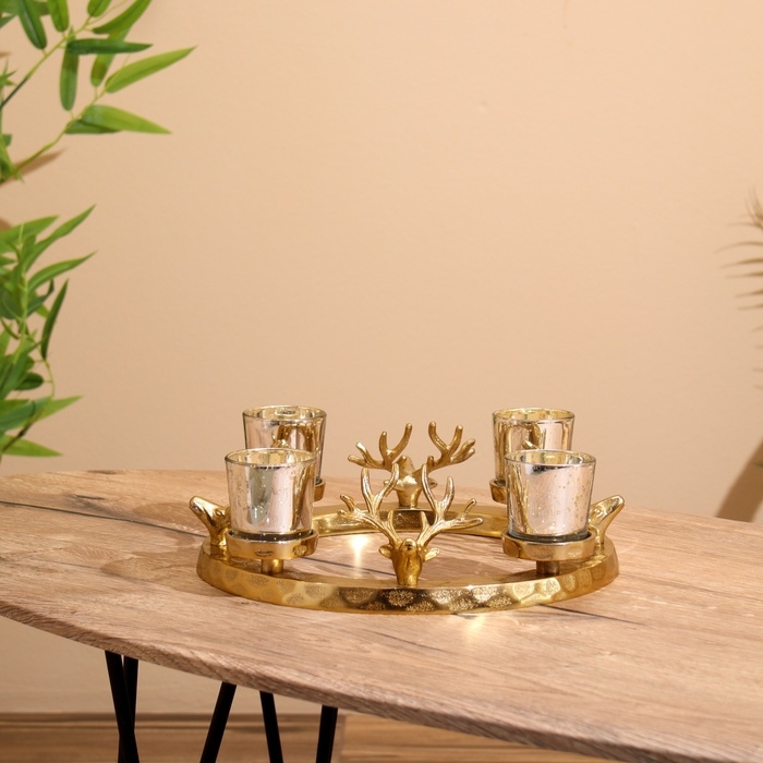 Подсвечник на 4 свечи  Подсвечник на 4 свечи "Рожки" алюминий 30х30х10 см