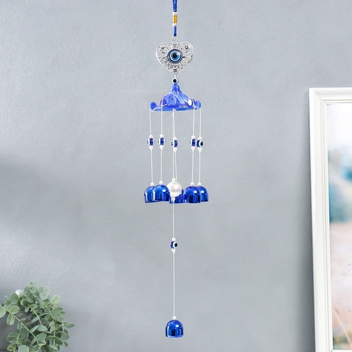 Музыка ветра металл Музыка ветра металл "Ажурное сердце" от сглаза 6 колокольчиков 43 см