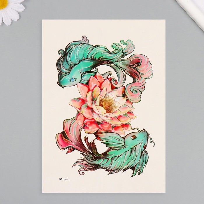 Татуировка на тело цветная Татуировка на тело цветная "Нежные рыбы" 26,1х14,6 см