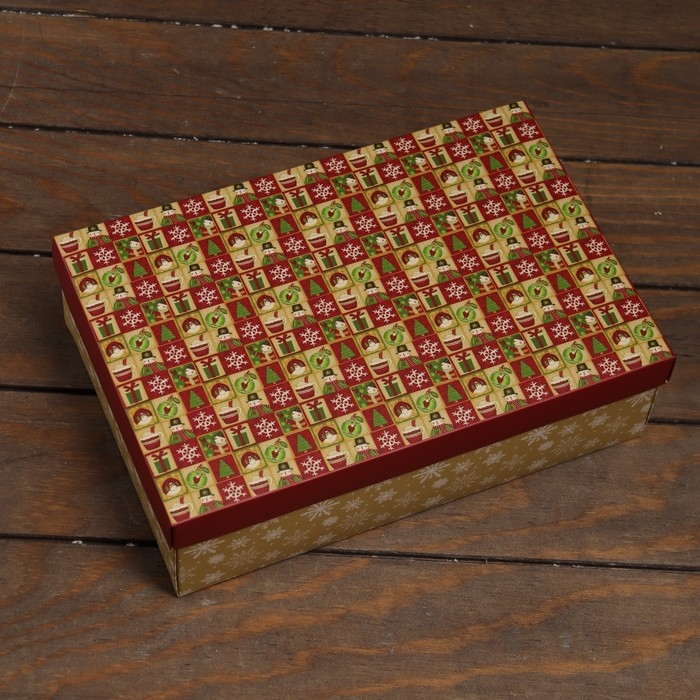 Новый год. Коробка подарочная новогодняя складная, крышка-дно, Новый год. Коробка подарочная новогодняя складная, крышка-дно,"Атмосфера Нового Года " 30 х 20 х 9 см