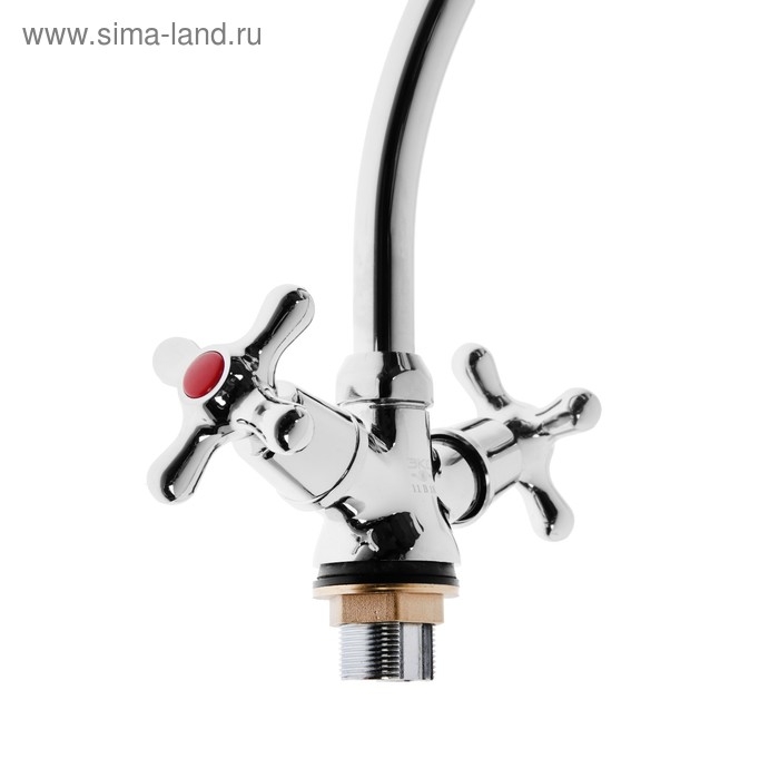 Смеситель для раковины  Смеситель для раковины "Центр Сантехники" 11457, двухвентильный, на гайке, высокий излив, хром