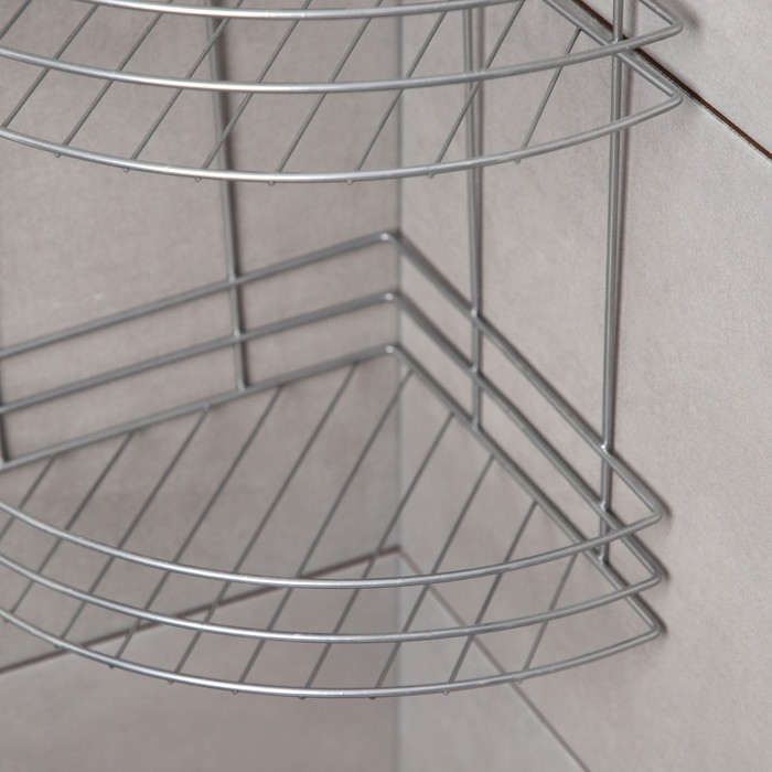 Полка угловая 2-х ярусная, 20×20×29 см, цвет хром