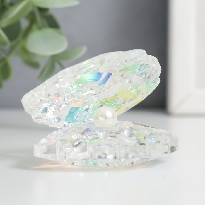 Сувенир стекло  Сувенир стекло "Ракушка с жемчужиной" перламутр 6,5х5х5 см