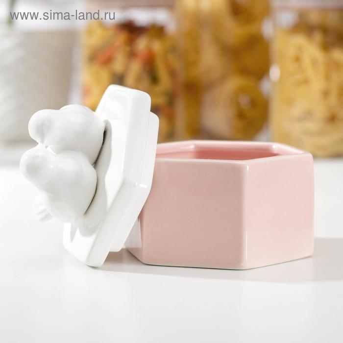 Банка керамическая для сыпучих продуктов «Белое крыло», цвет розовый