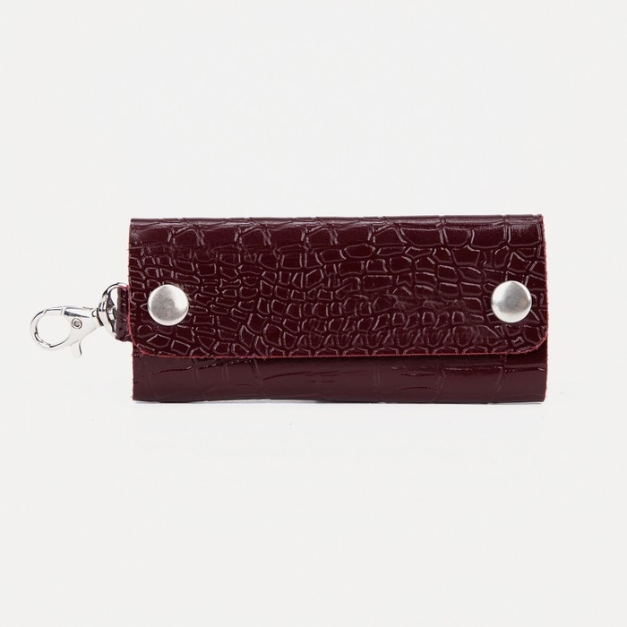 Ключница на кнопках, длина 12 см, 7 карабинов, цвет бордовый Ключница на кнопках, длина 12 см, 7 карабинов, цвет бордовый