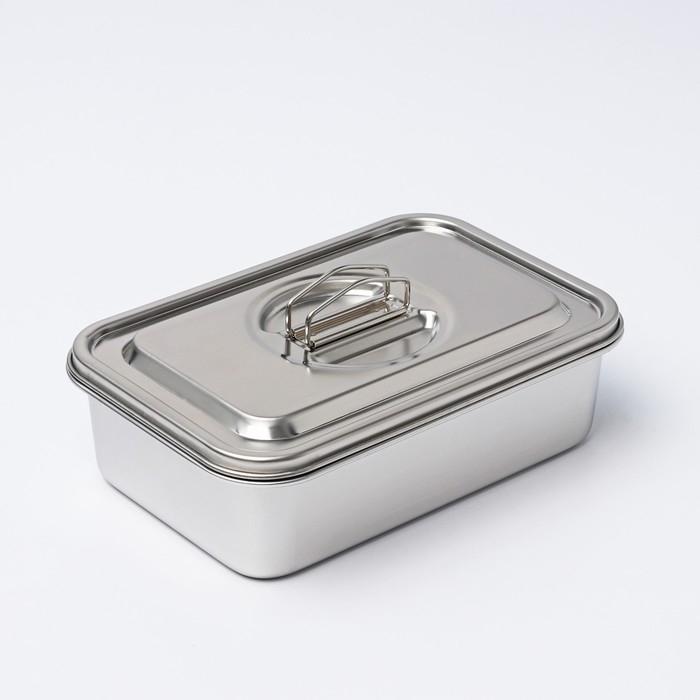 Контейнер для еды из нержавеющей стали 2 секции, 23&times;15,5&times;7, с крышкой