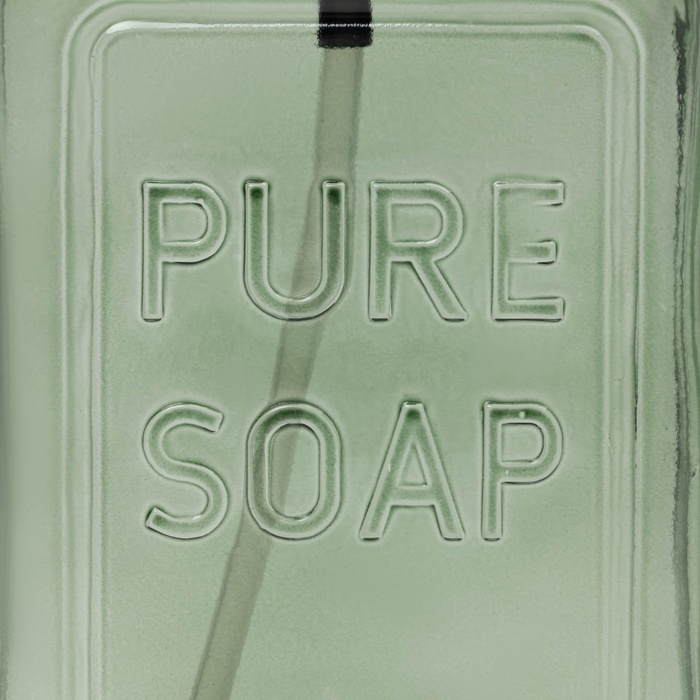 Дозатор для мыла стеклянный 580 мл, цвет прозрачный зеленый,помпа черная Дозатор для мыла стеклянный 580 мл, цвет прозрачный зеленый,помпа черная