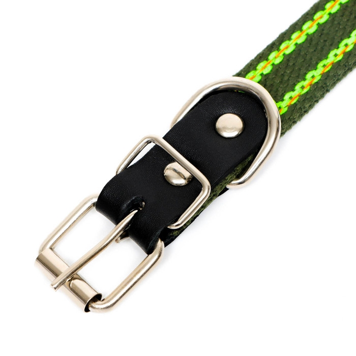 Ошейник брезентовый безразмерный двухслойный, 50 х 2 см, ОШ 22-45 см, хаки/зелёный Ошейник брезентовый безразмерный двухслойный, 50 х 2 см, ОШ 22-45 см, хаки/зелёный