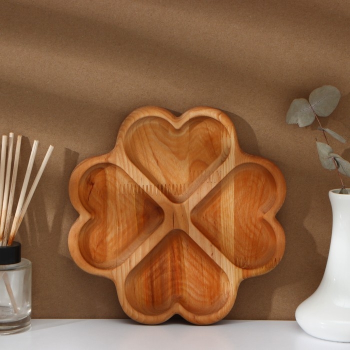 Менажница деревянная авторская Adelica «Сердце», 22×22×1,8 см, пропитана минеральным маслом, берёза Менажница деревянная авторская Adelica «Сердце», 22×22×1,8 см, пропитана минеральным маслом, берёза
