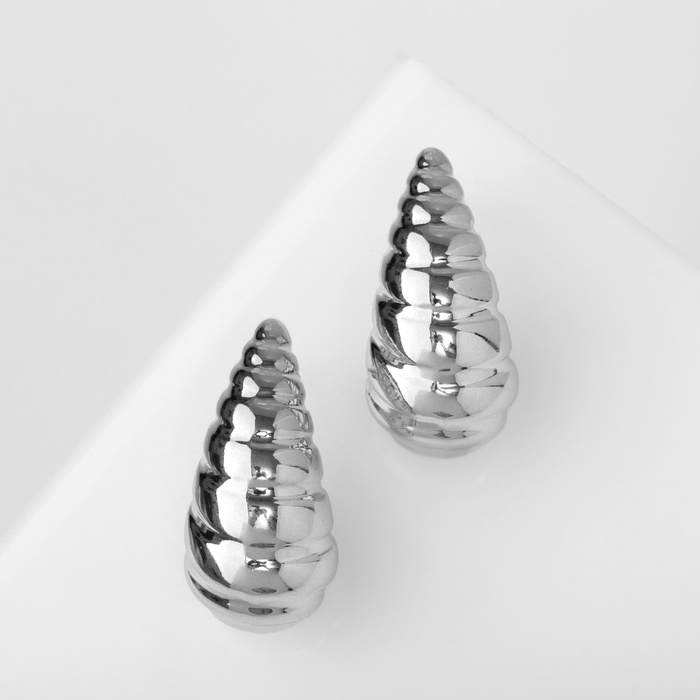 Серьги пластик «Капля» вибрация, цвет серебро Серьги пластик «Капля» вибрация, цвет серебро