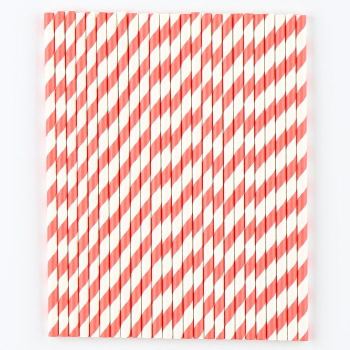 Трубочка для коктейля «Спираль», набор 25 шт., цвет бело-розовый Трубочка для коктейля «Спираль», набор 25 шт., цвет бело-розовый