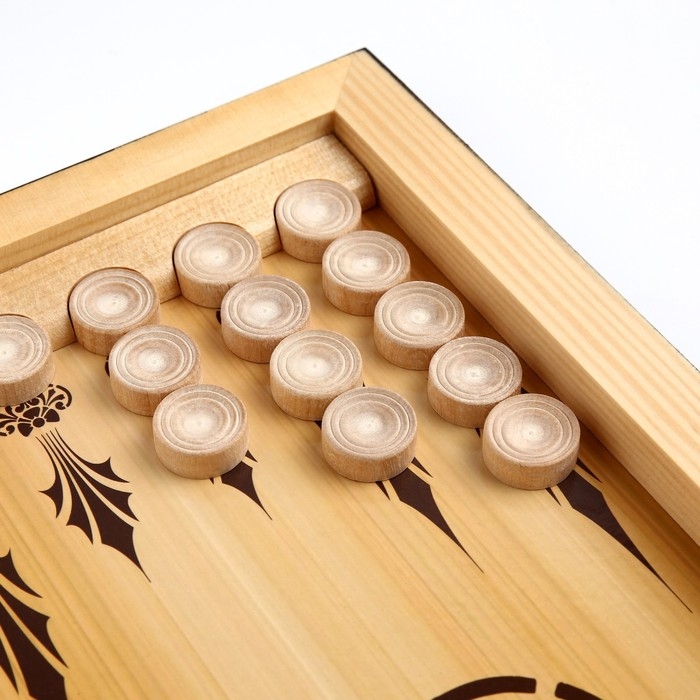 Нарды деревянные большие, настольная игра Нарды деревянные большие, настольная игра "Герб", 40 x 40 см, с полем для игры в шашки