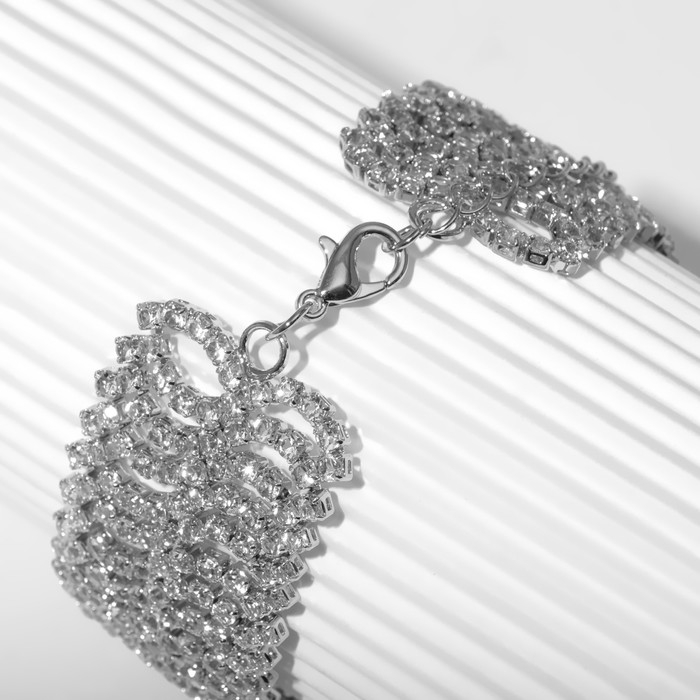 Браслет «Лёд» волны, цвет белый в серебре, 17,5 размер Браслет «Лёд» волны, цвет белый в серебре, 17,5 размер
