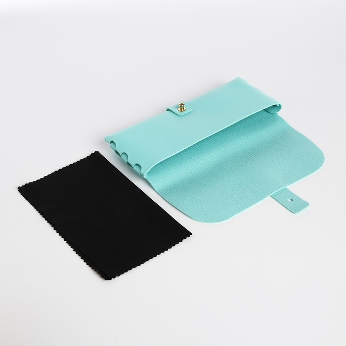 Футляр для очков на зацепке, длина 16,5 см, цвет бирюзовый Футляр для очков на зацепке, длина 16,5 см, цвет бирюзовый