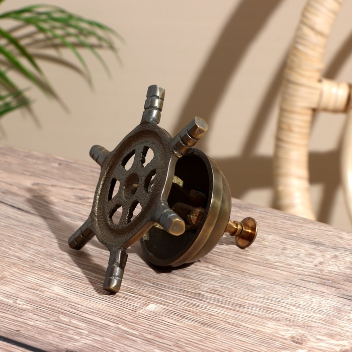 Настольный звонок  Настольный звонок "Штурвал" латунь 11,5 см