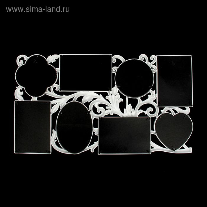 Фоторамка пластик на 8 фото 10х15 см, 10х10 см "Интерес" белая 58х32 см