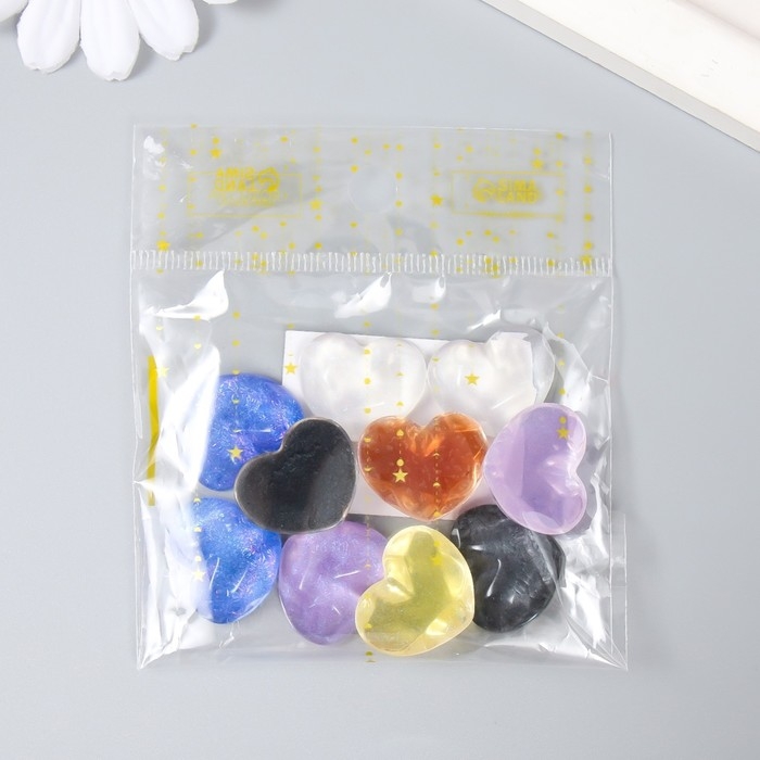 Декор для творчества пластик Декор для творчества пластик "Сердце с гранями" блеск набор 10 шт МИКС 2,1х1,7х0,7 см