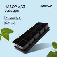 Набор для рассады: стаканы по 500 мл (10 шт.), поддон 40 × 19,5 см, МИКС, Greengo