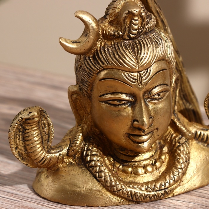 Сувенир Сувенир "Бюст Шивы" 2 змеи, латунь 8 см