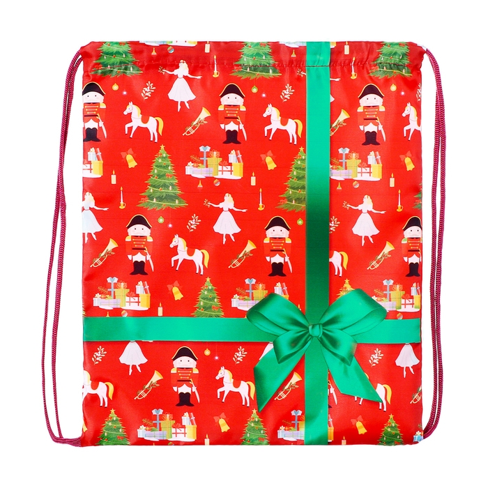Новый год. Сумка под сладости 290 x 340 мм Новый год. Сумка под сладости 290 x 340 мм "Подарок с бантом" (мягкий полиэстер плотностью 210D)