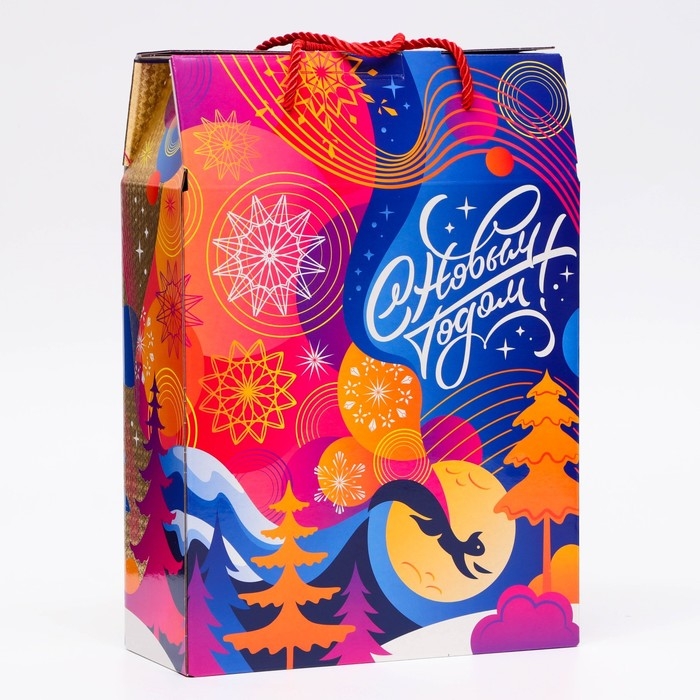 Новый год. Подарочная коробка новогодняя Чудолесье многоуровневое тиснение фольгой 23 х 10 х 33 см. Новый год. Подарочная коробка новогодняя Чудолесье многоуровневое тиснение фольгой 23 х 10 х 33 см.