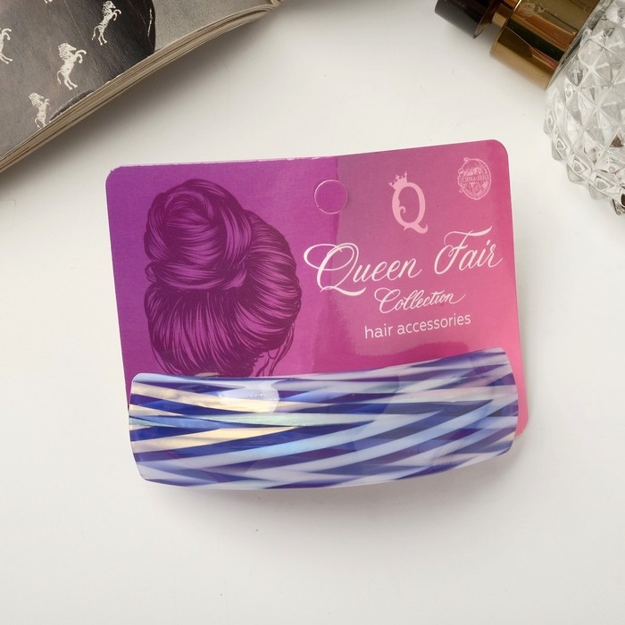 Заколка-автомат для волос Заколка-автомат для волос "Ванда" переливы полосы, 9 см, микс