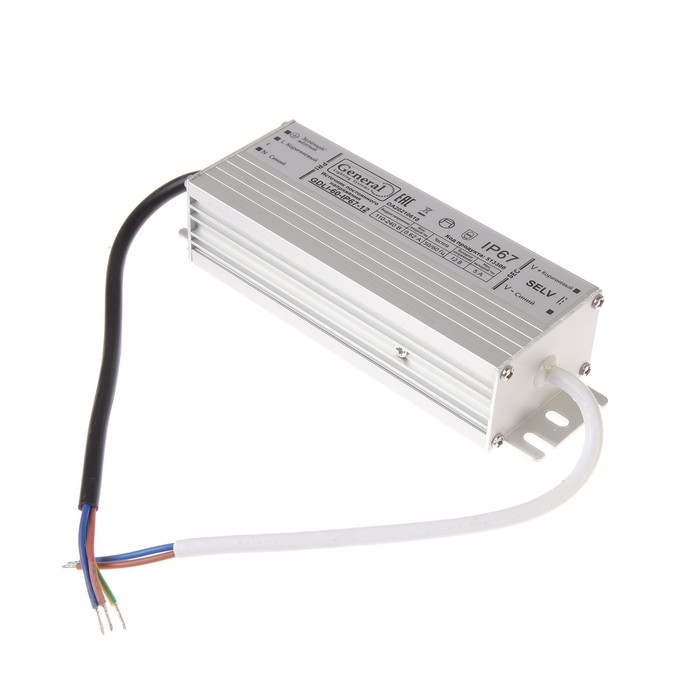 Блок питания General для светодиодной ленты 12 В, 60 Вт, IP67 Блок питания General для светодиодной ленты 12 В, 60 Вт, IP67