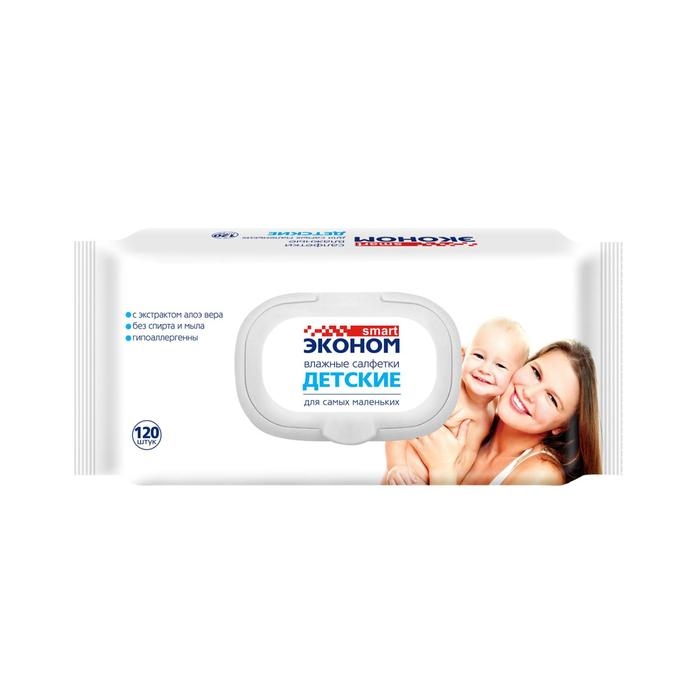 Влажные салфетки  Влажные салфетки "Эконом" Smart, детские, 120 шт