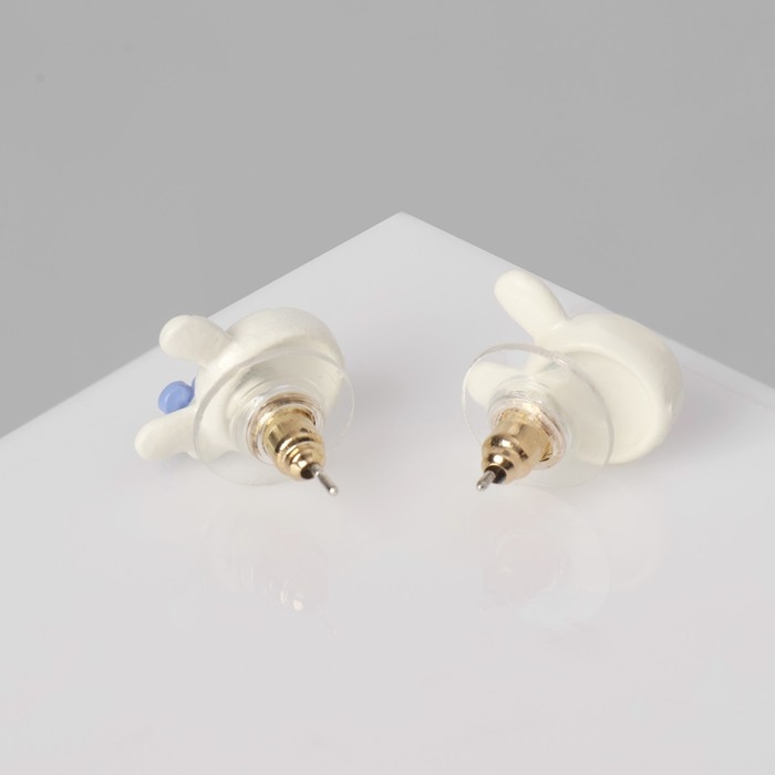 Серьги с эмалью «Монстрики» зайцы, цвет белый Серьги с эмалью «Монстрики» зайцы, цвет белый