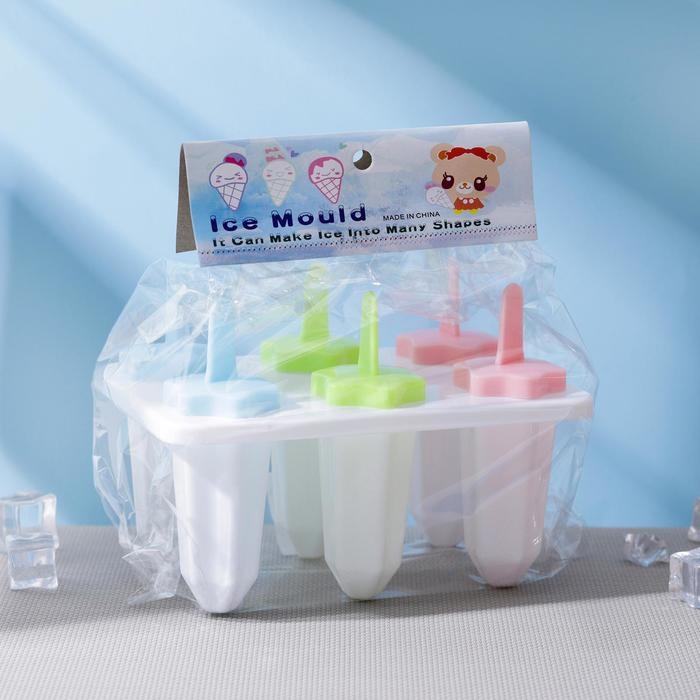 Форма для мороженого «Звезда», 6 ячеек, цвет прозрачный Форма для мороженого «Звезда», 6 ячеек, цвет прозрачный