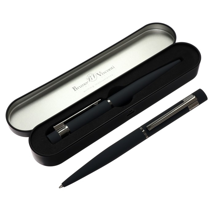 Ручка шариковая поворотная, 1.0 мм, Bruno Visconti VERONA, стержень синий, серый металлический корпус, в металлическом футляре Ручка шариковая поворотная, 1.0 мм, Bruno Visconti VERONA, стержень синий, серый металлический корпус, в металлическом футляре