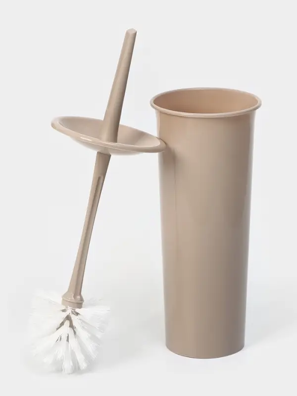 Ёршик для унитаза Idiland Rambai, d=11.5 см, h=36.5 см, с подставкой, пластик, бежевый